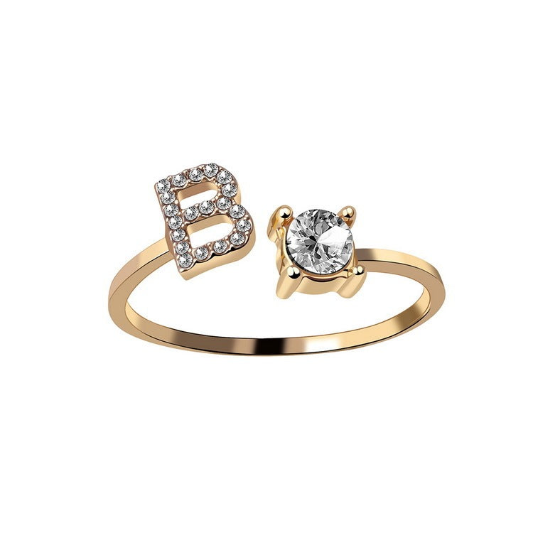 Evarisluxe Initial Letter Gold Ring