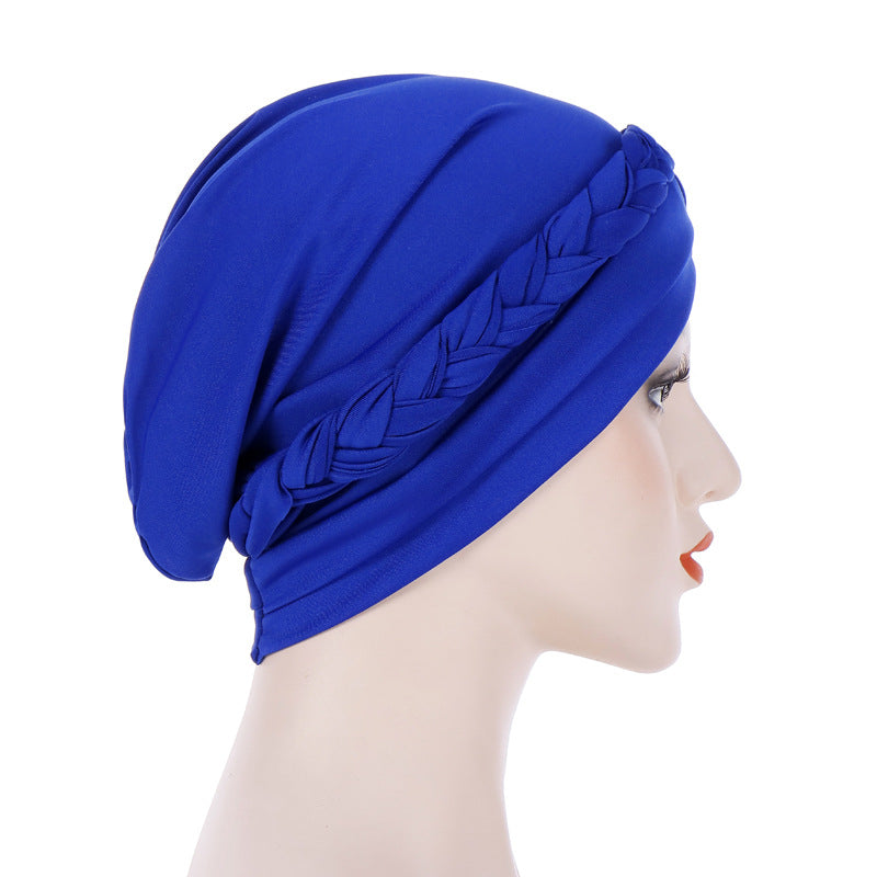 Muslim Single Braid Milk Silk Headwrap Hat 8003