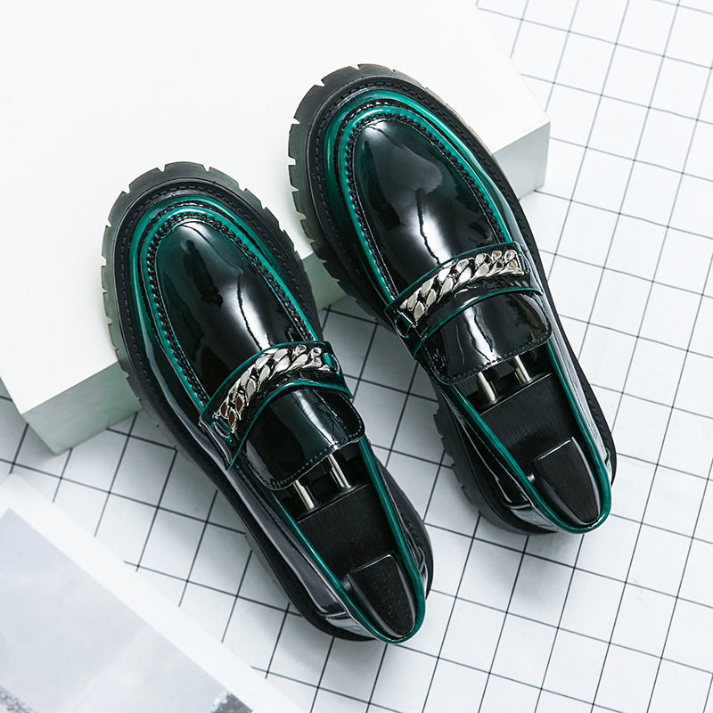 Glossy Patent Leather Thick Sole Casual Loafers