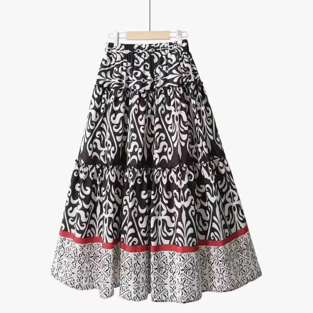 2023 Summer Ruffle Hem Midi Skirt for Women