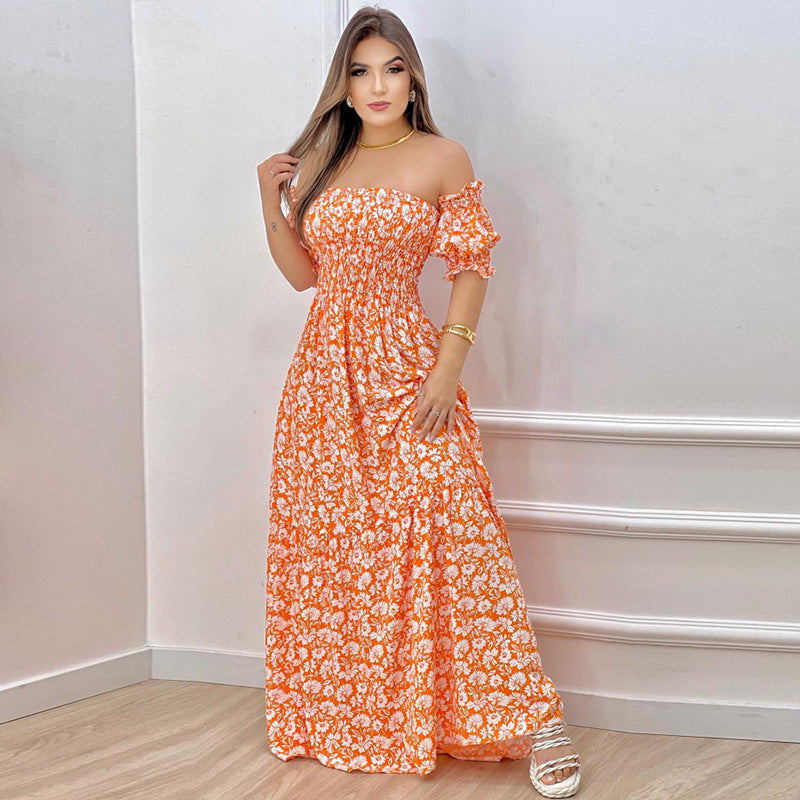 2023 Women's Spring/Summer Off-Shoulder Printed Dress