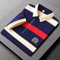 Men's Short-Sleeved Striped Cotton Polo T-Shirt
