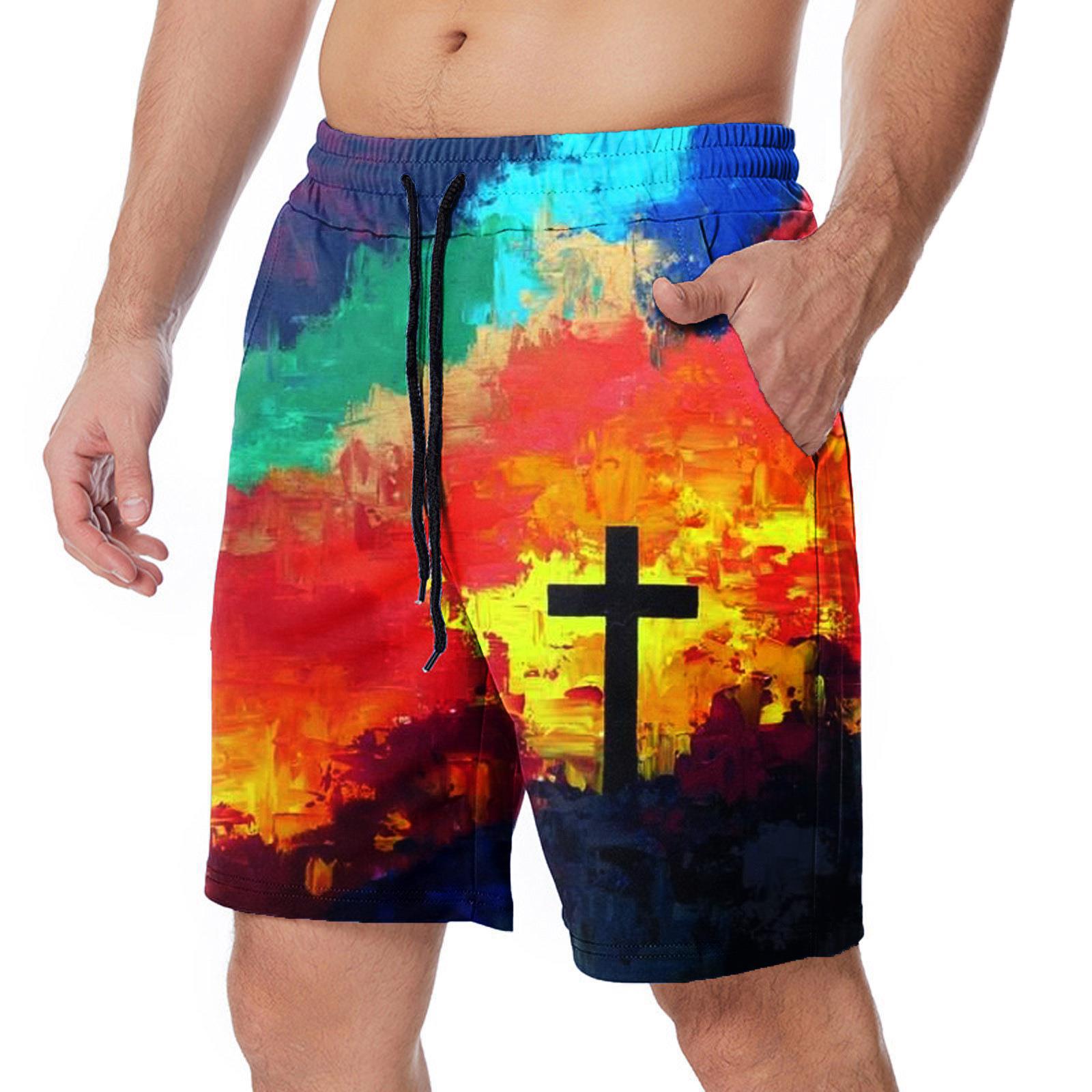 2023 Summer Men's 3D Digital Print Beach Shorts