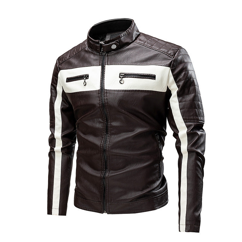 Men's Fashion Patchwork Leather Jacket for Riding