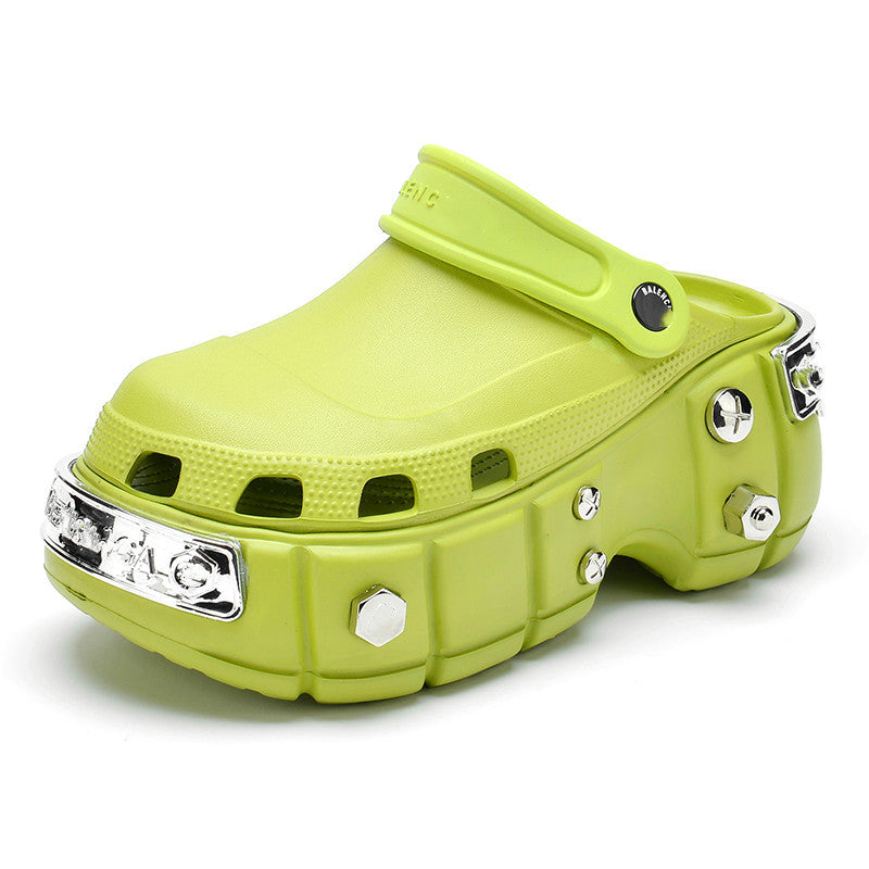 2023 Summer New Studded Metal Clog Shoes for Women