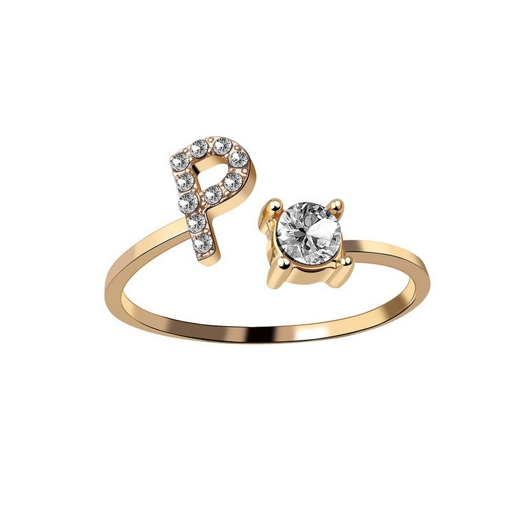 Evarisluxe Initial Letter Gold Ring