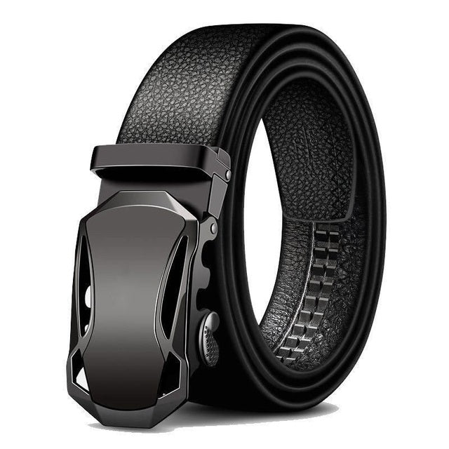 Luxury Men's Leather Belt with Automatic Metal Buckle
