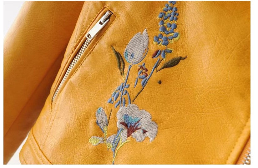 New Long Sleeve PU Leather Jacket with Zipper