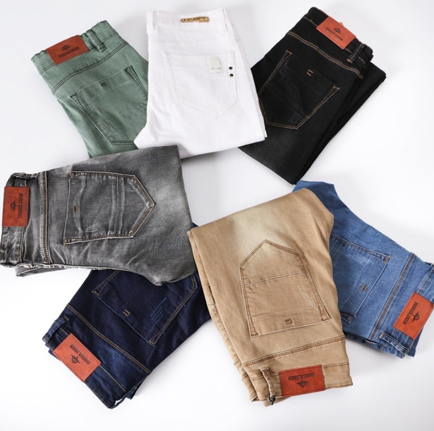 Men's Solid Color Slim Fit Denim Trousers