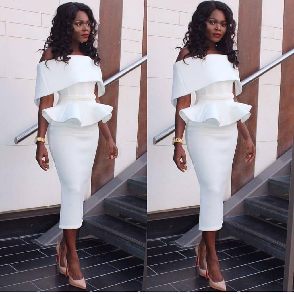 Evarisluxe Off-Shoulder Bodycon Midi Dress