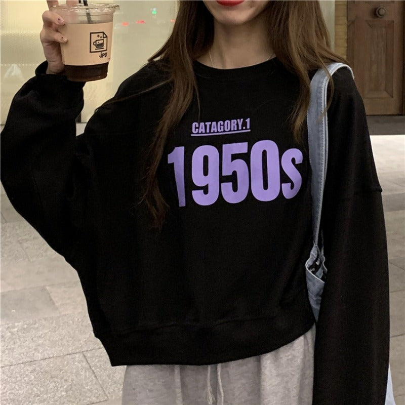 Loose Autumn Sweatshirt for Women - Long Sleeve Jacket