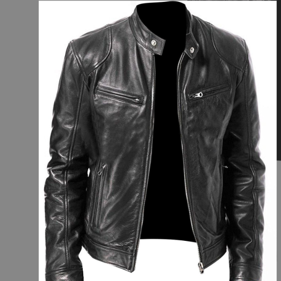 Men's Slim Fit Zipper Leather Cardigan Jacket