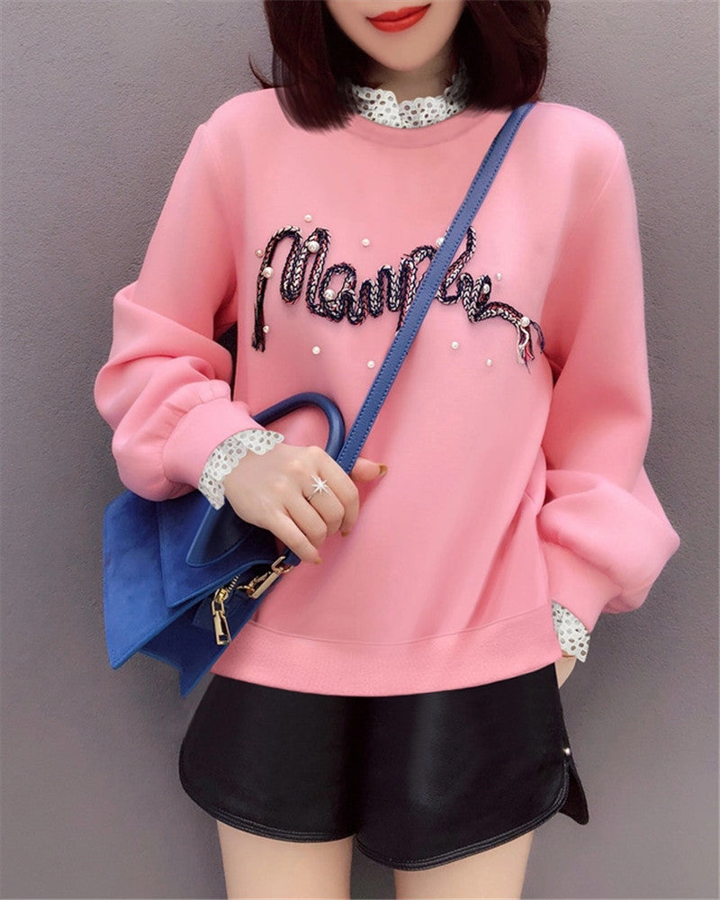 Pink Two-Piece All-Match Sweater Set