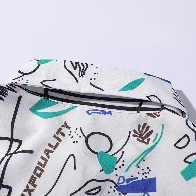 Men's Summer Short Sleeve Graffiti Polo Shirt