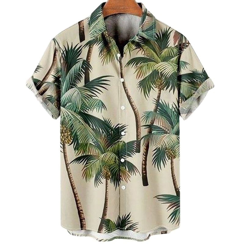 Hawaiian Men's Summer Shirt with 3D Sunflower Print