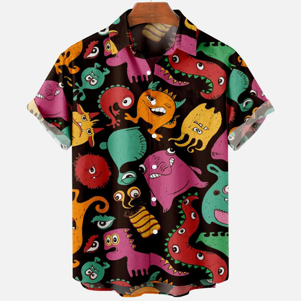2022 Devil Horror 3D Printed Loose Hawaiian Shirt for Men