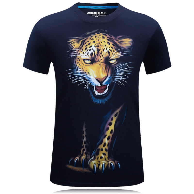 2020 3D Short Sleeve Men's T-Shirt with Leopard Print