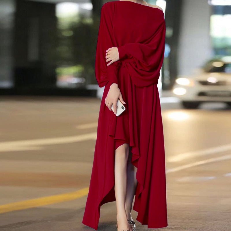 Creative Irregular Solid Color Dress for Women