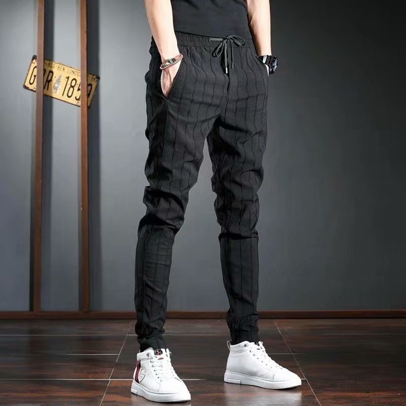 Trendy Korean Style Striped Slim-Fit Trousers