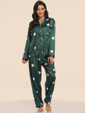 Elastic Satin Two-Piece Homewear Pajama Set for Women