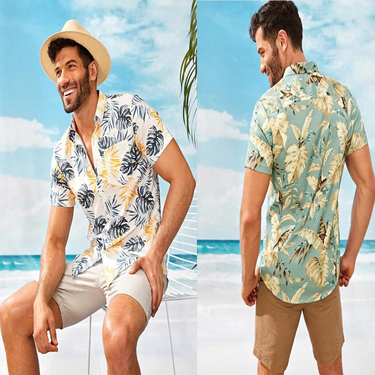 Summer Men's Casual Floral Short Sleeve Shirt