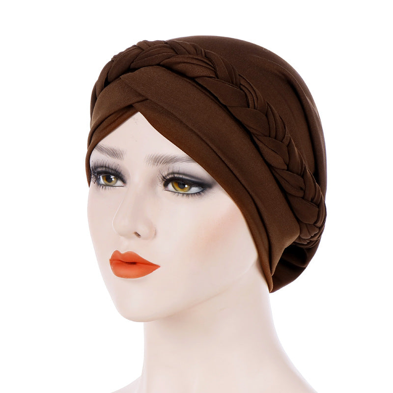 Muslim Single Braid Milk Silk Headwrap Hat 8003