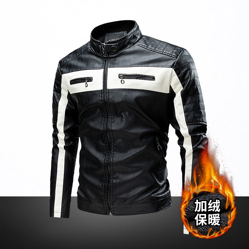 Men's Fashion Patchwork Leather Jacket for Riding