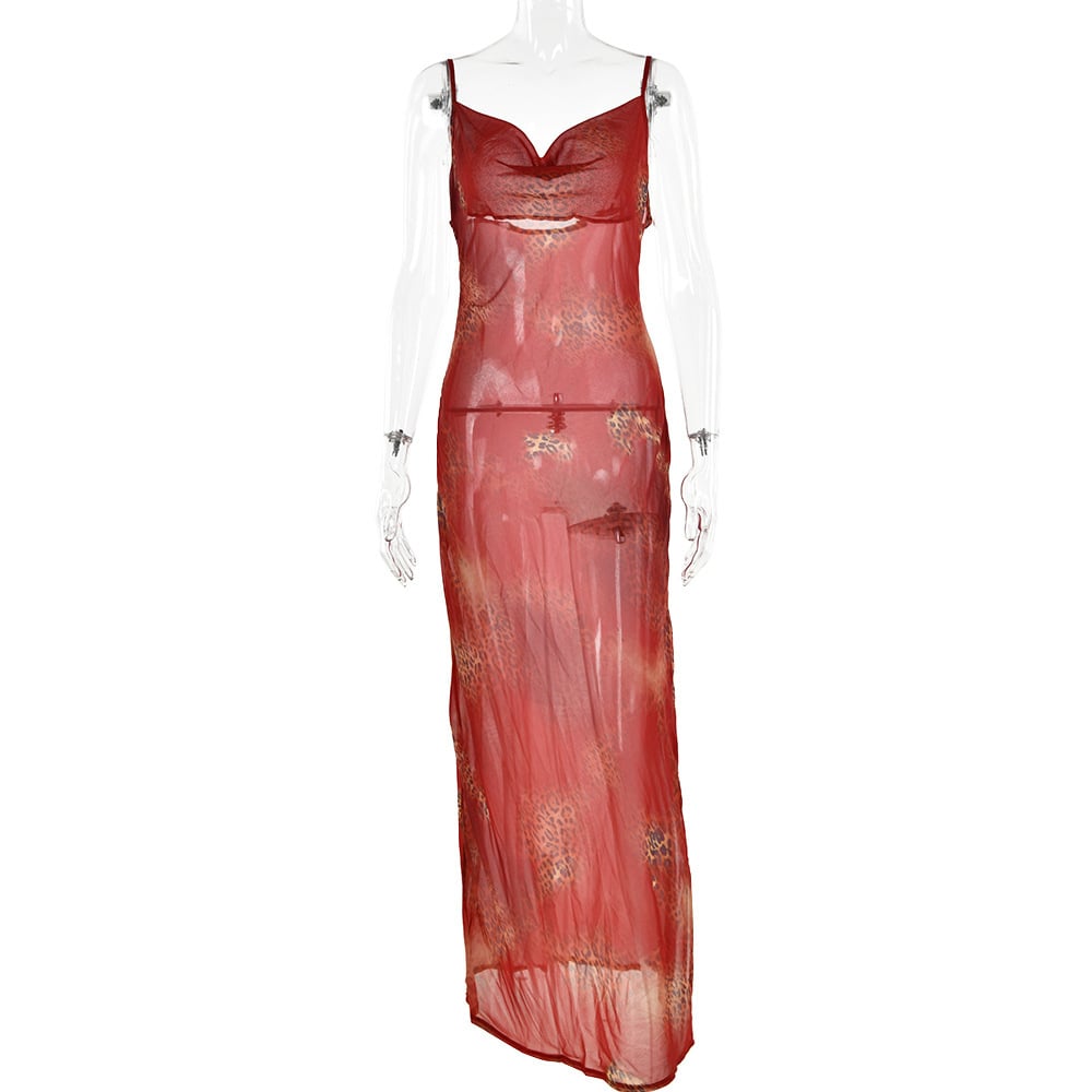 Printed Polyester Strap Dress for Women