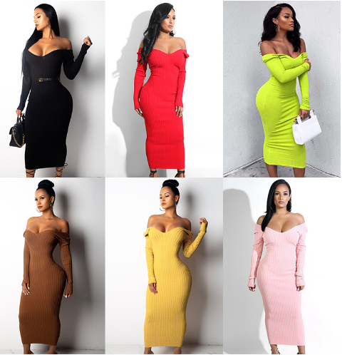 Mid-length Solid Color Dress for Women