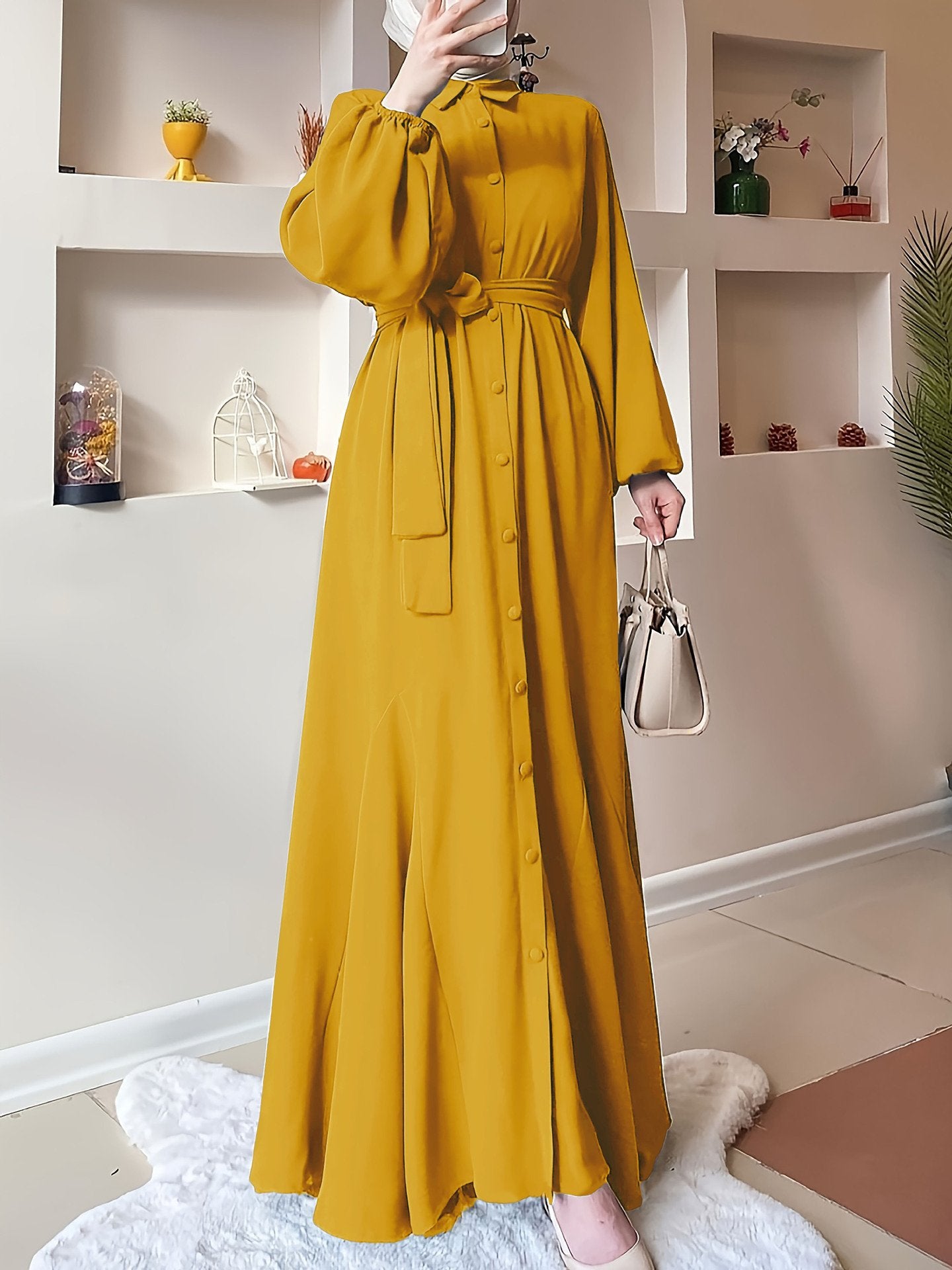 Evarisluxe Solid Color Dress for Muslim Women