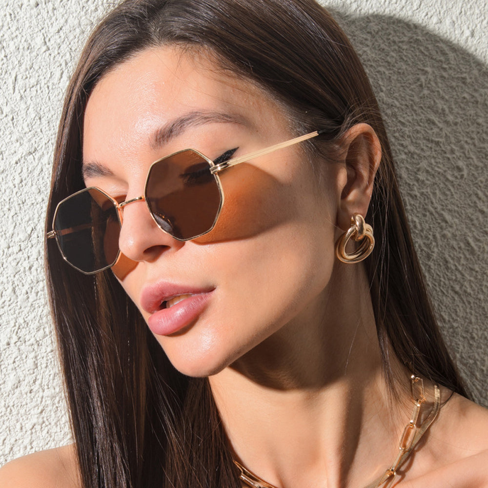Vintage Polygon Metal Sunglasses for Men and Women