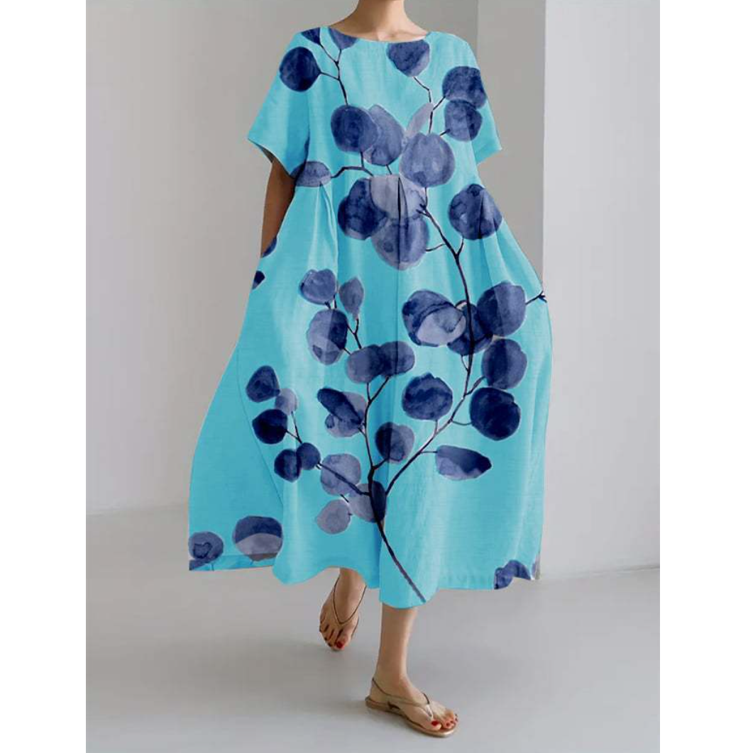 Evarisluxe Printed Short Sleeve Casual Dress