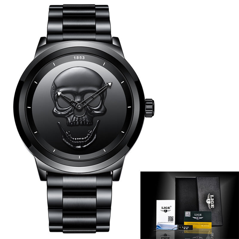 LIGE 3D Skull Watch for Men