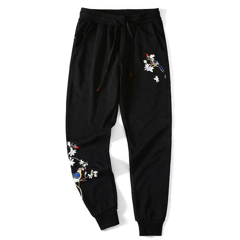 2019 New Trendy Embroidered Cotton Jogger Pants for Men