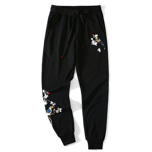2019 New Trendy Embroidered Cotton Jogger Pants for Men