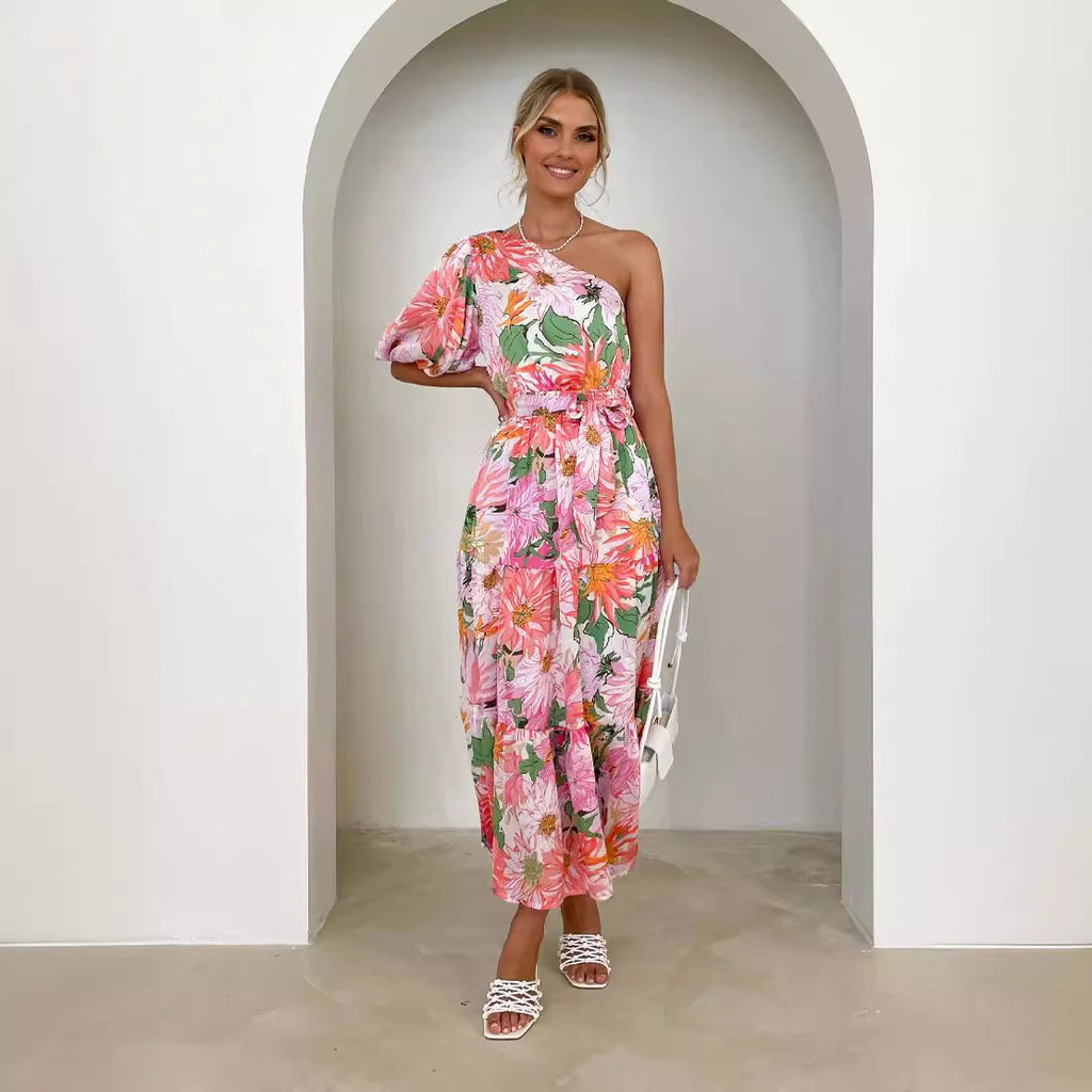 The Bloom Short-Sleeve Floral Maxi Dress | Evarisluxe