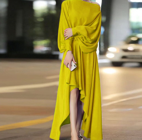 Creative Irregular Solid Color Dress for Women