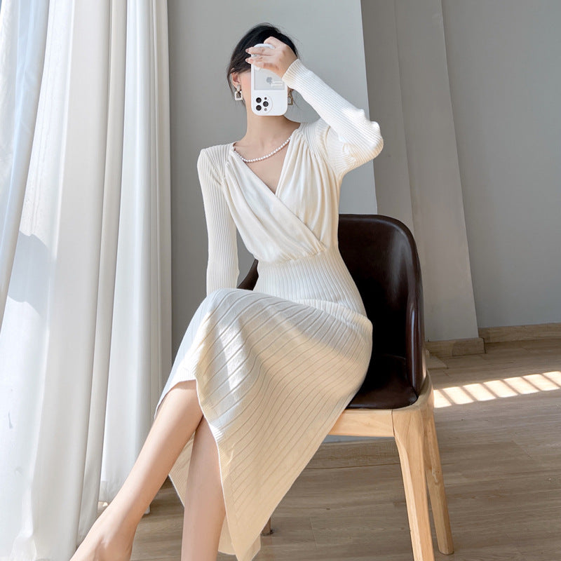 Evarisluxe Tricot Vintage Knit Luxury Dress
