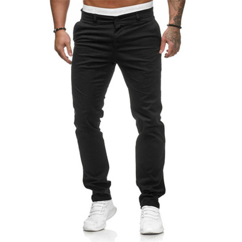 Men's Casual Slim Fit Solid Color Trousers (Wholesale)