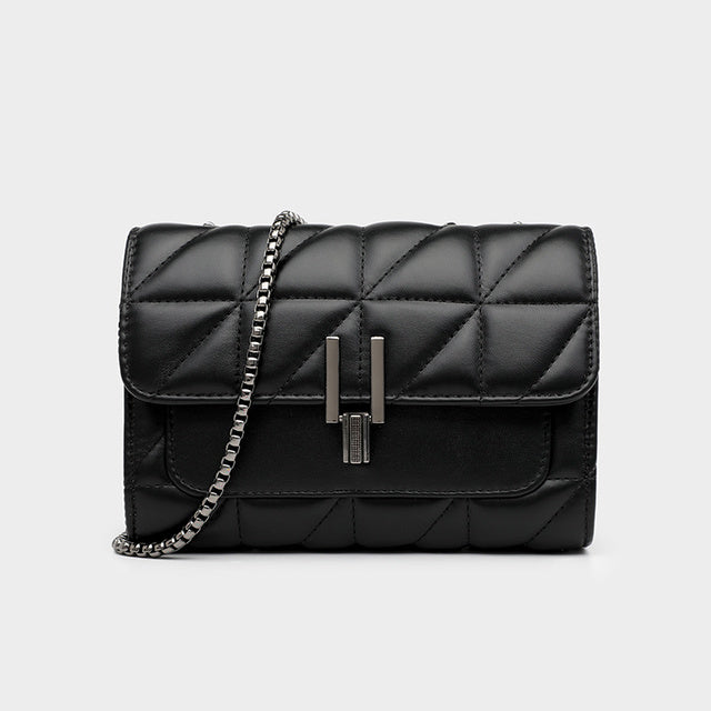 Evarisluxe Chaîne Noir Leather Chain Bag
