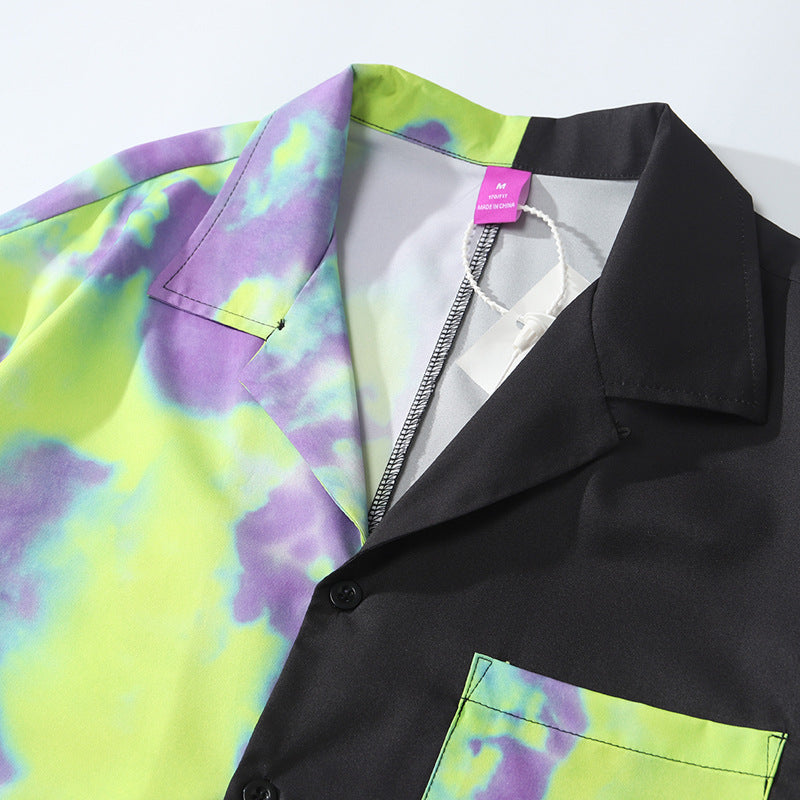 Hawaii Tie-Dye Short-Sleeved Flower Shirt for Men