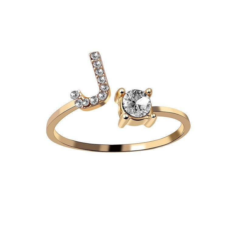 Evarisluxe Initial Letter Gold Ring