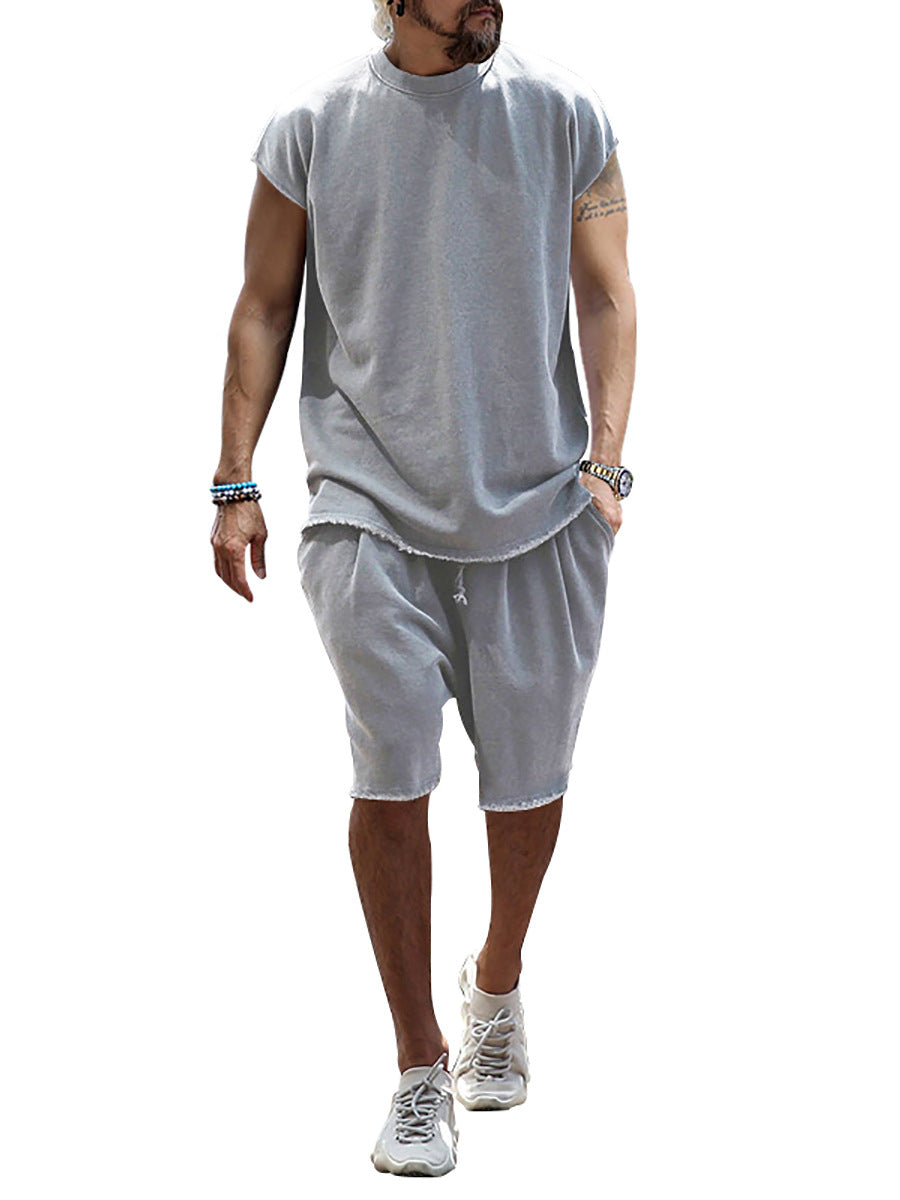 Trendy Terry Summer Half-Sleeve Casual Sports Suit