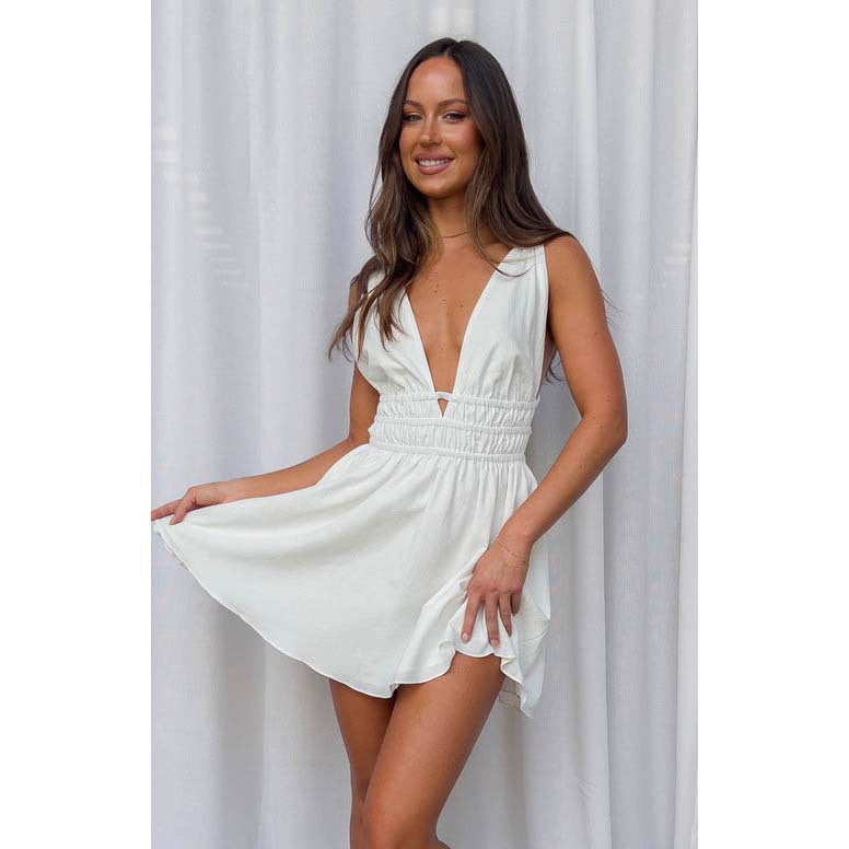 Cross-Border Spring Summer Women's V-Neck Backless Dress