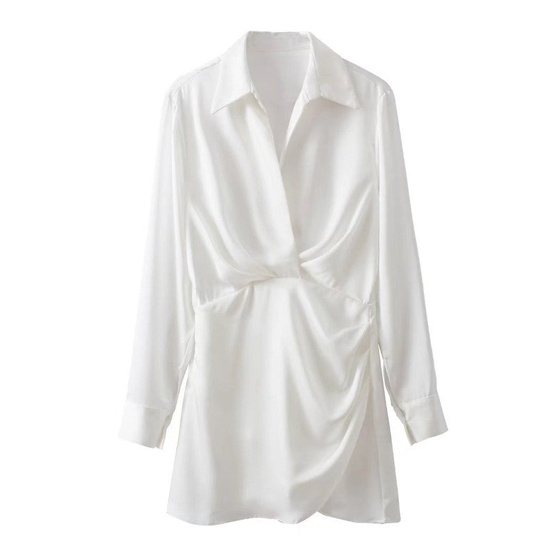 2024 Spring/Summer Satin Long Sleeve Dress for Women