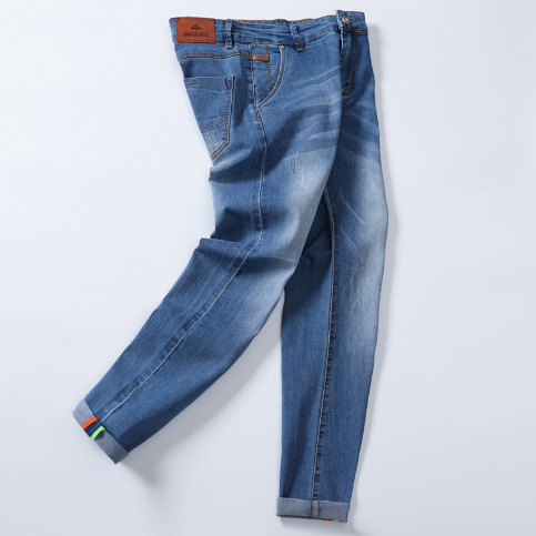 Men's Solid Color Slim Fit Denim Trousers