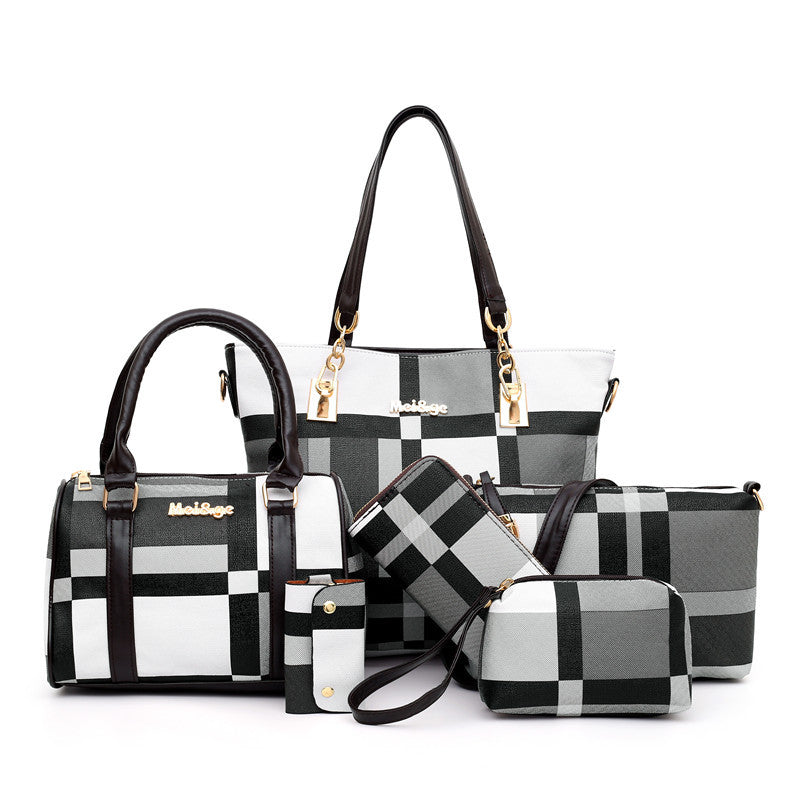 Autumn Winter British Check Pattern Six-Piece Bag Set