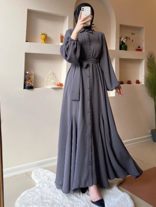 Evarisluxe Solid Color Dress for Muslim Women