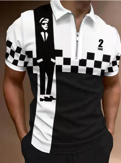 Men's Polo Shirt with National Stitching Color Print