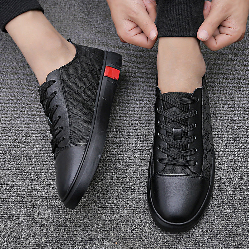 Men's Business Casual Leather Sneakers - Breathable Canvas